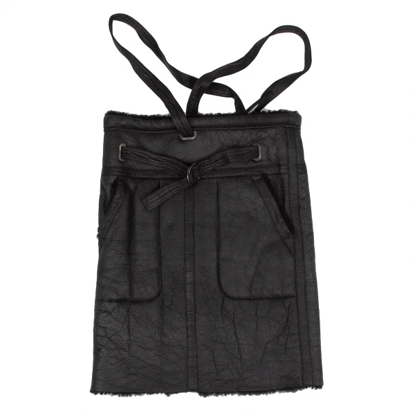 イッセイミヤケISSEY MIYAKE ムートンショルダースカート 黒9 (K-131072)