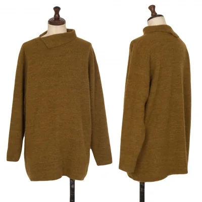 ヨーガンレールJURGEN LEHL シルク混ウールクロップドニットソー 茶M