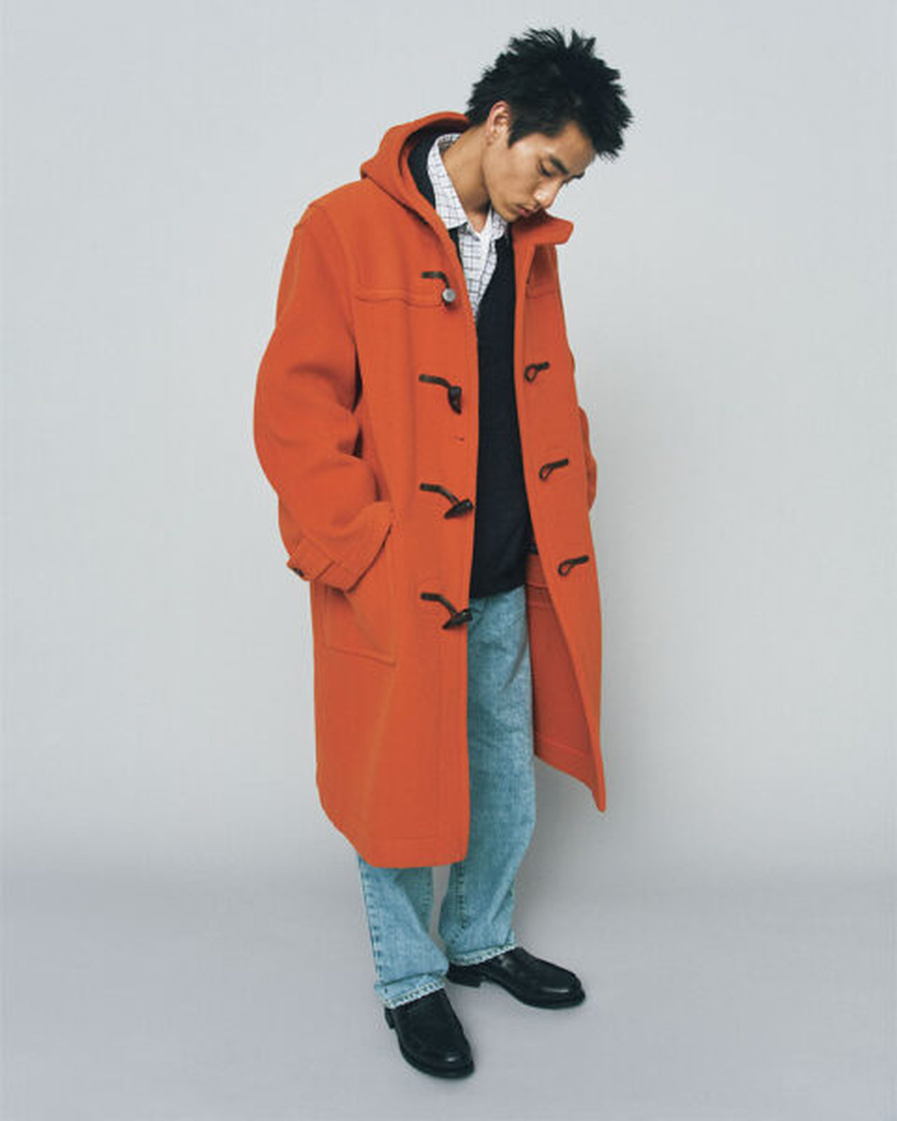 希少色 オレンジ J.PRESS ダッフルコート ヘリンボーン 9号 近年 希少