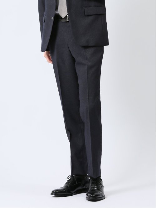 Woolen Tec On スリムフィット ノータックスラックス 千鳥紺(S 75紺