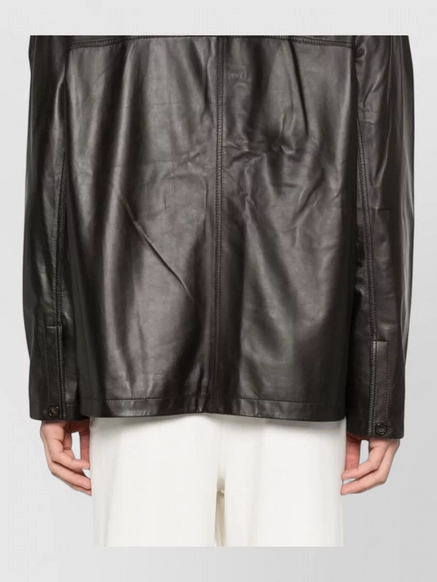 Emporio Armani Lamb leather button-up leather jacket | The Fashion