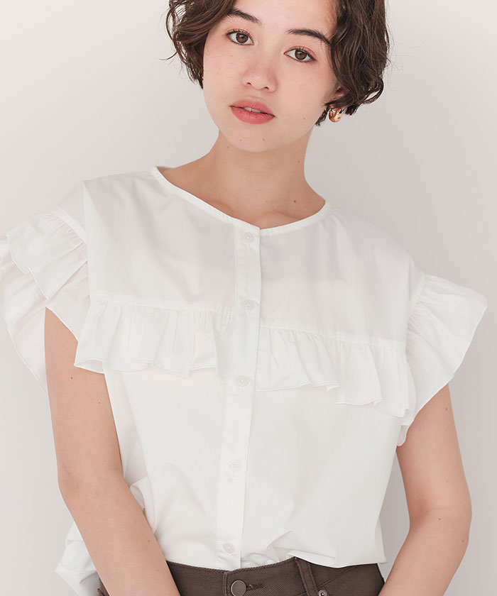 フレンチスリーブフリルブラウス【メール便可／60】 | titivate