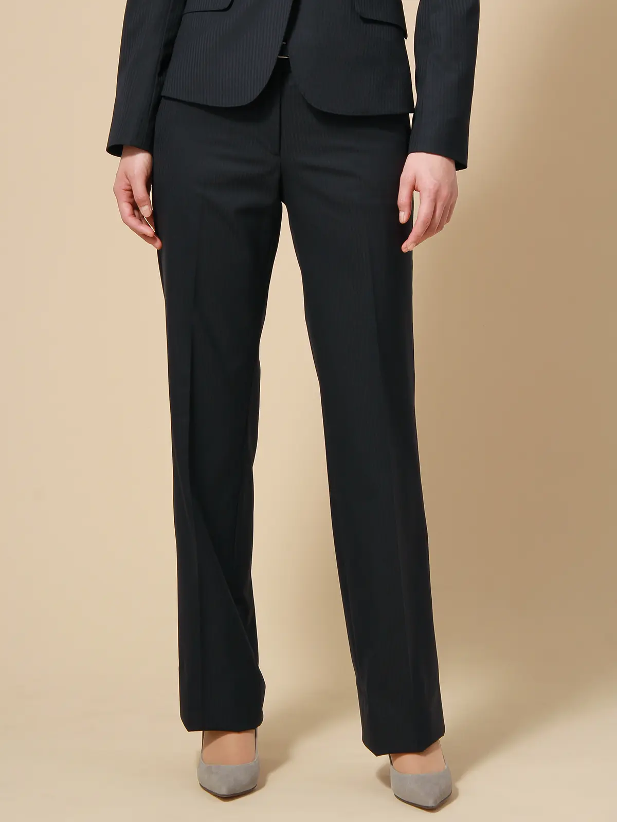 セミワイドパンツ／ウォッシャブル／EASY STRETCH／シャドーストライプ