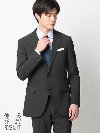 伸びるスーツ／ツーパンツ／ウォッシャブル／ストレッチ／2つボタン