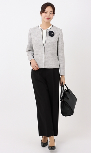 ノーカラージャケット&ワイドパンツフォーマル《2点セット》《裾上げ