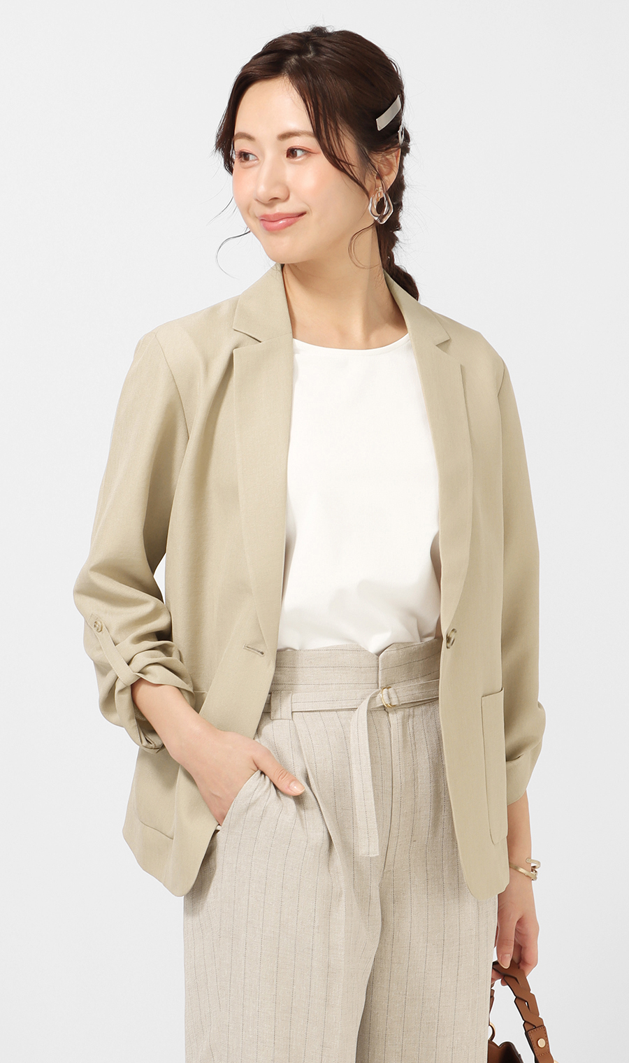 シャツジャケット《麻調》 (WJ243032-D) | ANCHOR WOMAN | 紳士服