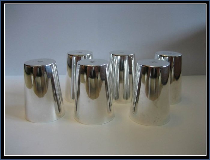 勇福堂》】日本銀杯組－尚美堂款【純銀茶（酒）杯6客】共箱－重90公克