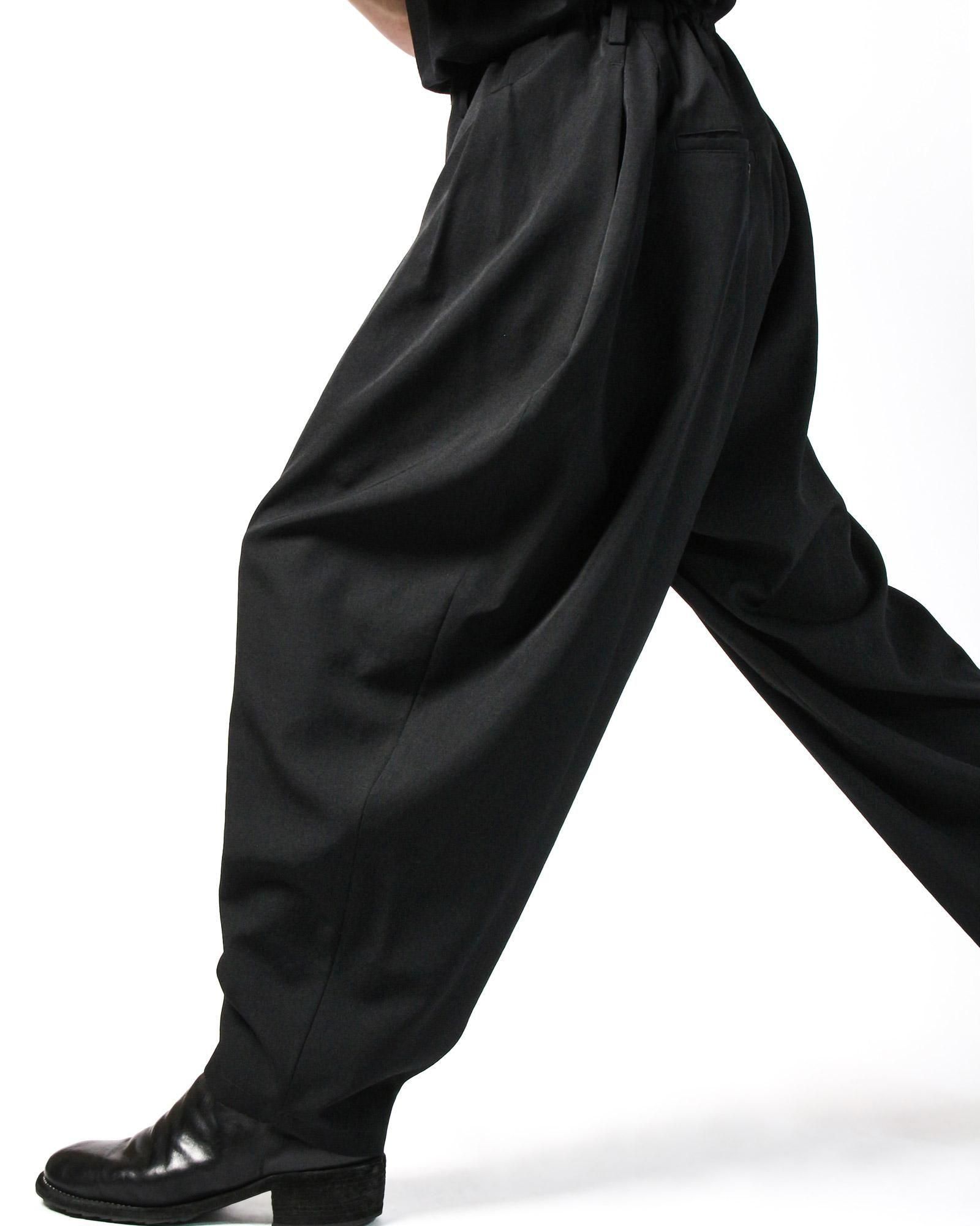Yohji Yamamoto POUR HOMME】WOOL GABARDINE OUTER DRAPE PANTS