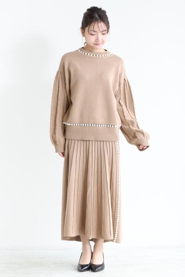 MUVEIL(ミュベール) パールニットプルオーバー beige - YAMAROKU