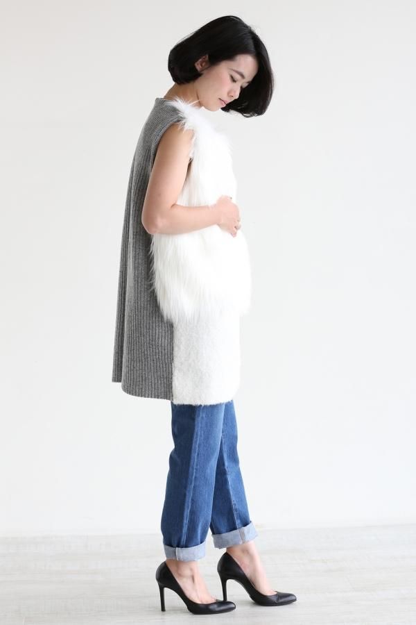 ADAWAS（アダワス）FUR VEST フェイクファーベスト【ADWS-601-10】MILK