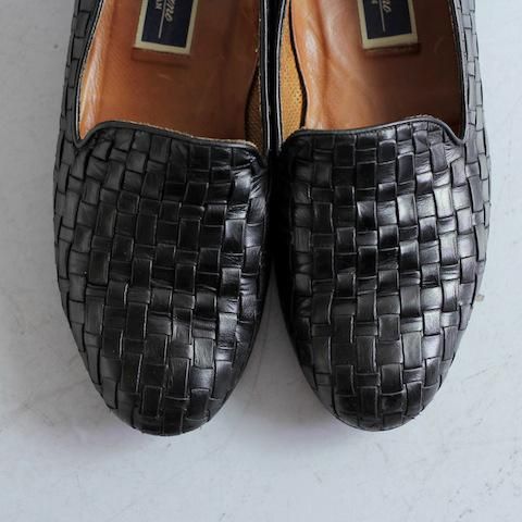 コールハーン 編み込みレザー ローファー ブラック US9 イタリア製