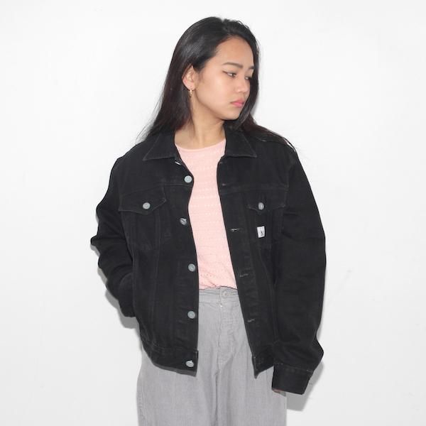 古着CKカルバンクライン オーバーサイズ ブラック デニム ジャケット L
