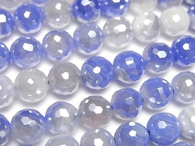 ブルーカラーアゲート ラウンドカット8mm コーティング 1連｜天然石