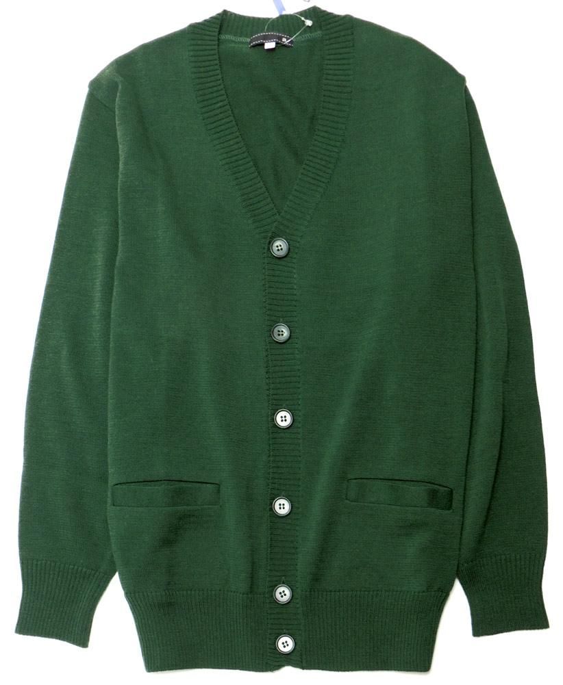 スクールカーディガン グリーン 男女兼用 S-4L 14ゲージ 丸洗い オール