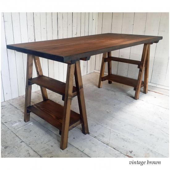 アンティーク風 無垢材 アトリエ馬脚テーブル DK-007 作業台／学習机