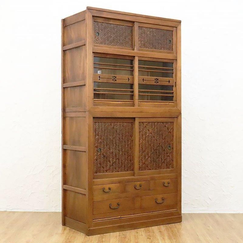 網代 水屋箪笥 キャビネット 食器棚 アンティーク 骨董 和モダン 町屋