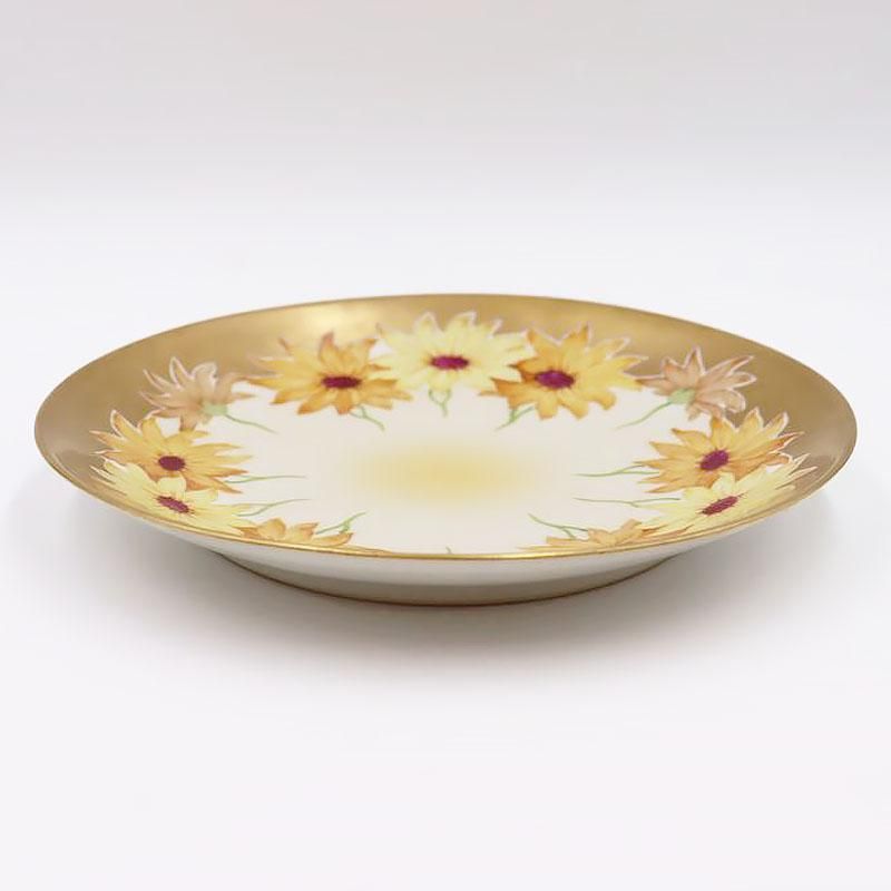 リモージュ手描きリムジュ飾り皿アンティーク金彩花柄プレート 直径22