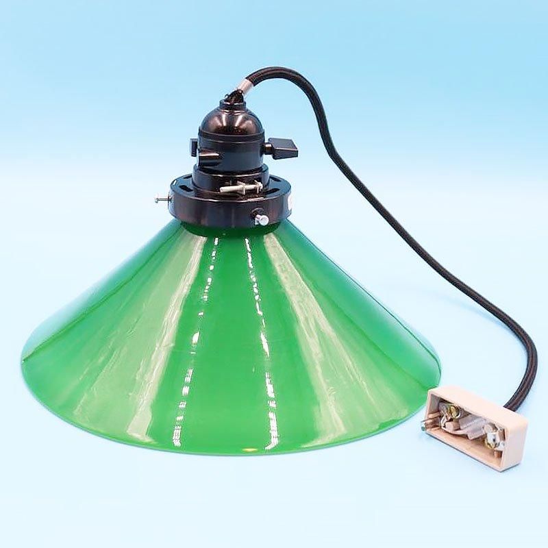 昭和レトロ 電笠 電傘 ランプシェード ガラス グリーン 緑 内乳白 照明