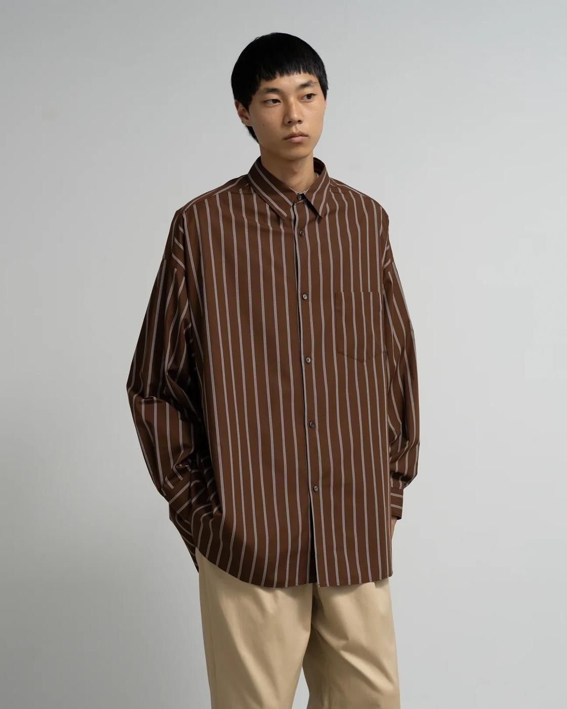 Graphpaper * SIDOGRAS Stripe L/S Oversized Regular Collar Shirt(2