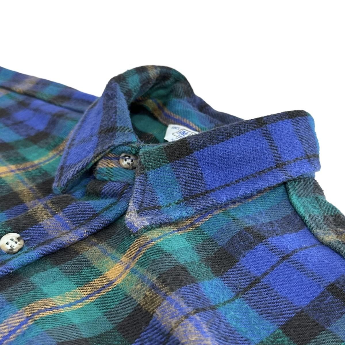 USA製 70s~80s FIVE BROTHER Check Flannel L/S Shirt 青緑 XL-TALL