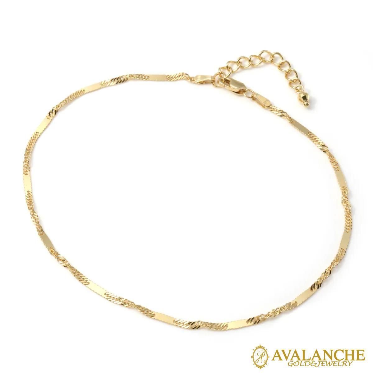 10K イエローゴールド スクリューアンクレット 幅2mm 22cm-25cm
