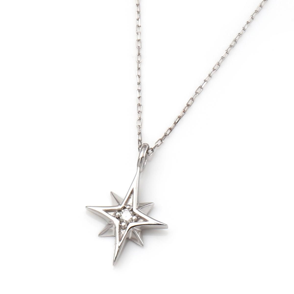 ダイヤモンド 10K ホワイトゴールド ネックレス&ペンダント 40cm 23X-W