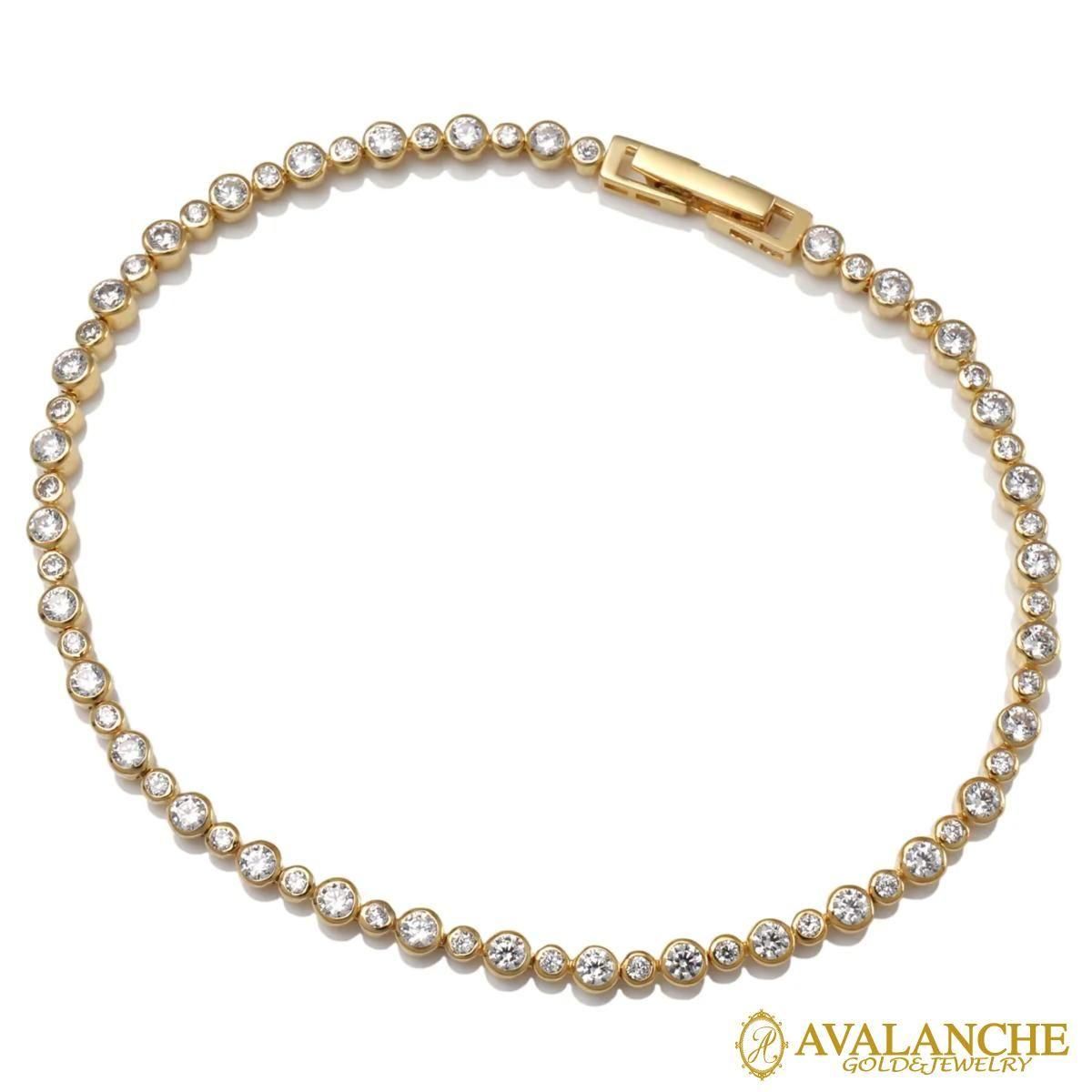 10K イエローゴールド テニスブレスレット 幅3mm 18cm-19cm ALCC117