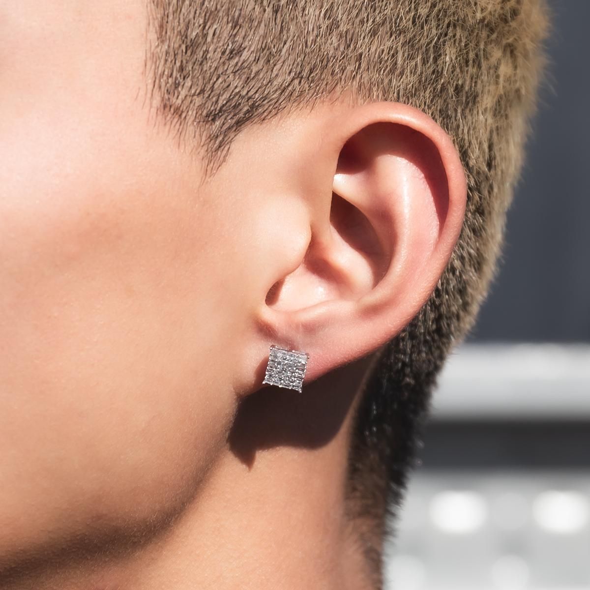 ダイヤモンド 14K ホワイトゴールド ピアス 8mm E2221 - AVALANCHE