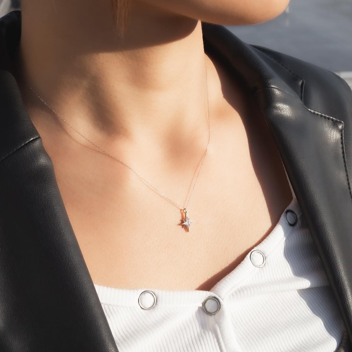 ダイヤモンド 10K ホワイトゴールド ネックレス&ペンダント 40cm 23X-W