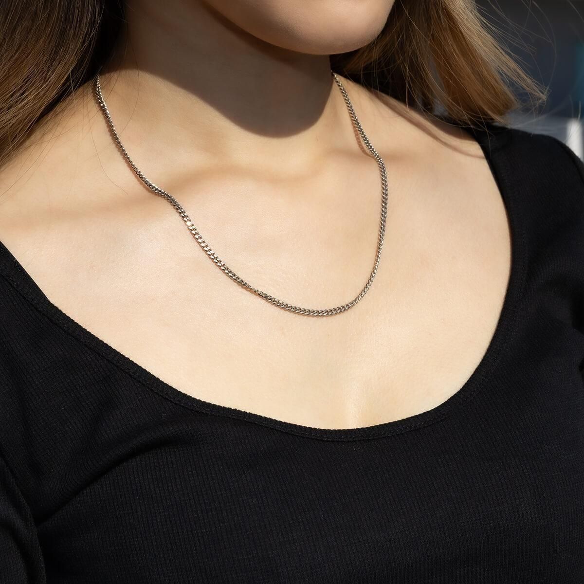 シルバー マイアミネックレス 幅2.8mm 45cm-55cm いぶし加工 080KDO2