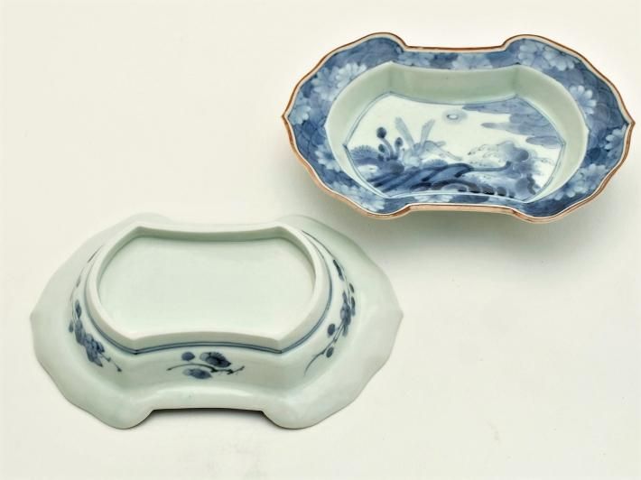 浜野まゆみ 染付兎紋分銅形皿 五客揃 - 草堂