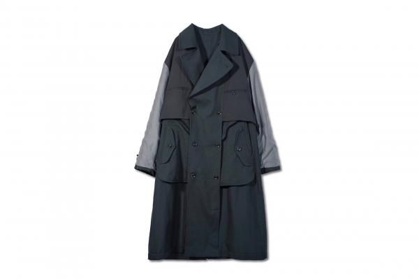 YOKE | RIVERSIBLE DOUBLE-BREASTED COAT(OCEAN NAVY) | リバーシブル