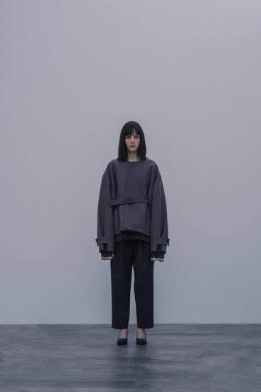 stein | シュタイン NO COLLAR BELTED JACKET(BLACK) / ノーカラー