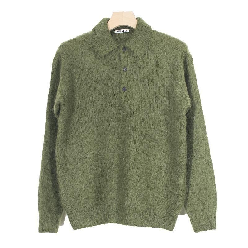 AURALEE BRUSHED SUPER KID MOHAIR KNIT POLO | オーラリー モヘア