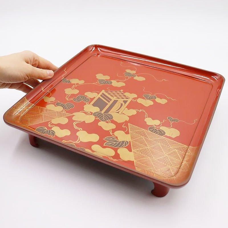 アンティーク 漆塗り脚付膳 朱塗り 金銀蒔絵 和モダン