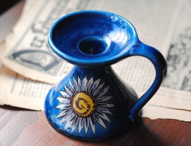 ヴィンテージ ドイツ製 陶器のハンドメイドキャンドルホルダー