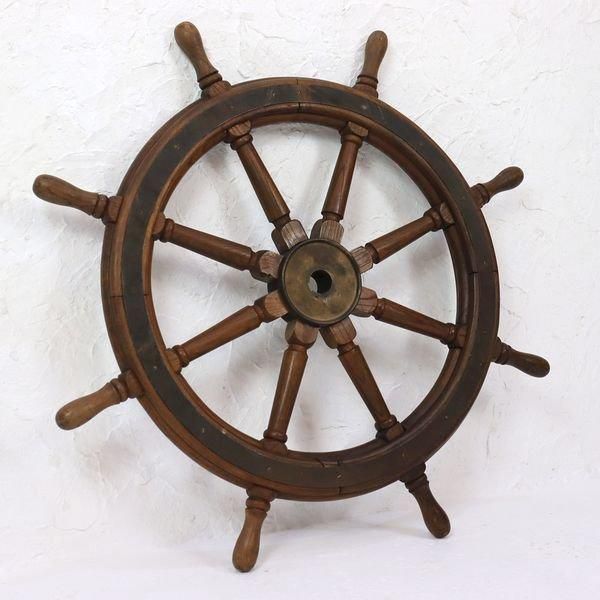 1930年代アンティーク木製舵輪 直径93cmの存在感