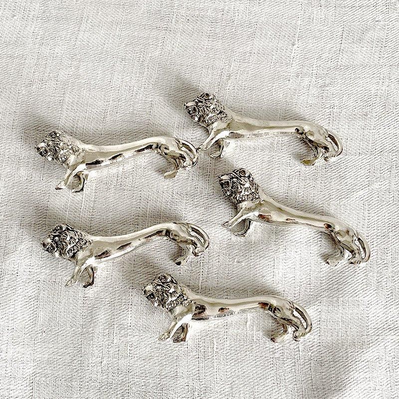 アンティークシルバープレート ライオン ナイフレスト 箸置き 存在感