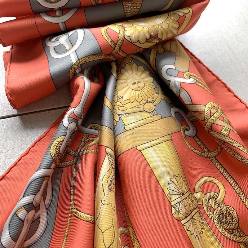 オレンジエルメススカーフ Cliquetis シルクスカーフ