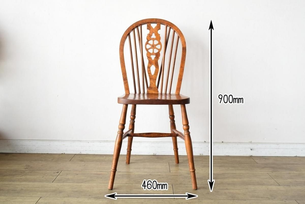 七仔panda 英国アンティーク 椅子 バルボス脚オーク材4脚 ジャンク品