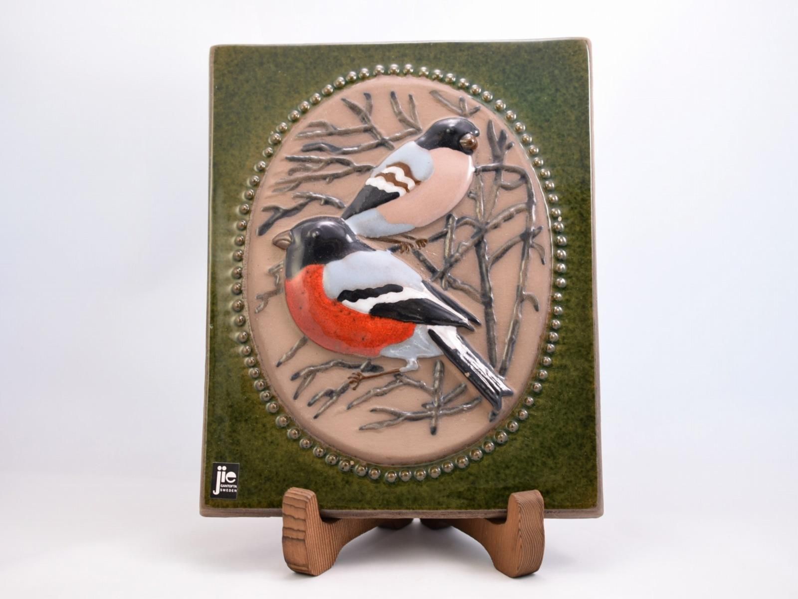 Jie Gantofta 陶板 (24) 18.5×23cm 鳥 ジィ ガントフタ - Taivas