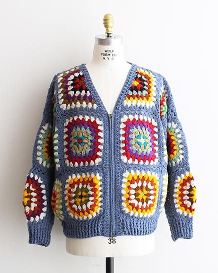 MacMahon Knitting Mills By Niche】Crochet V-Neck Zip Cardigan