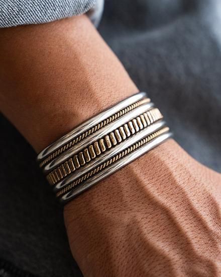 Indian Jewelry】Navajo『Tahe』12K Gold Filled Wide Bangle