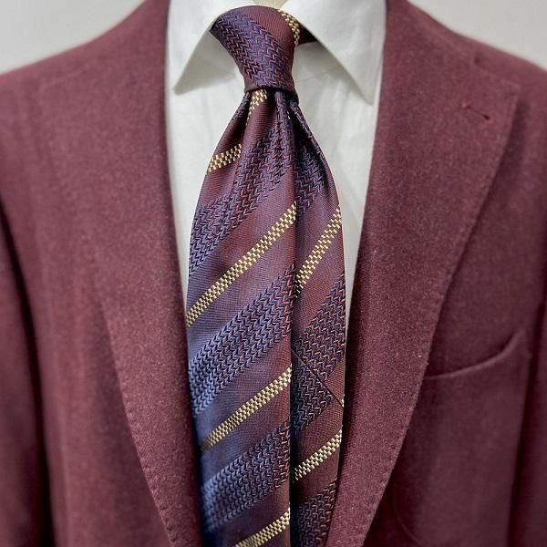 アットヴァンヌッチ ネクタイ | ワインレッド ヘリンボーン - Del