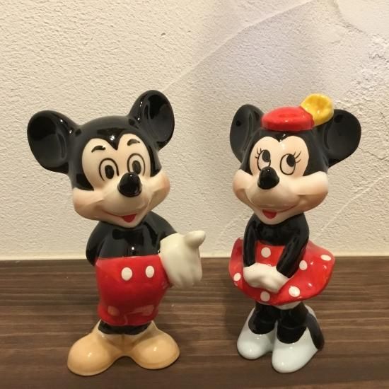 ヴィンテージ ミッキー＆ミニー 陶器人形/ 置物