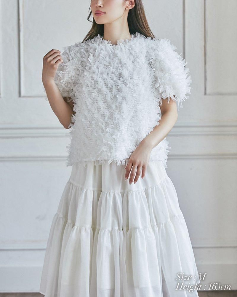 フリンジチュールトップス(ブラック) - seventen