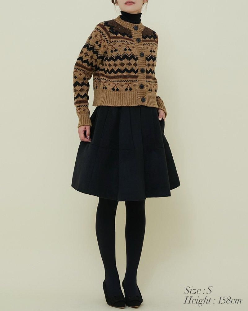 ウールハイウエストフレアキュロット(ブラック) - seventen