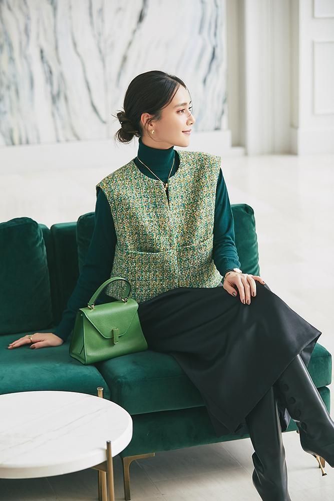 コンパクトツイードジレ(グリーン) - seventen