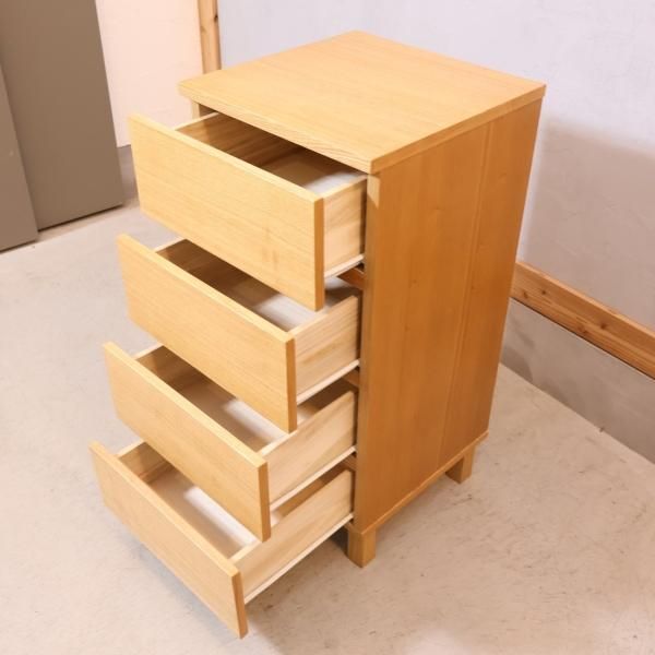 人気の無印良品(MUJI)のタモ材を使用した木製チェスト・4段です