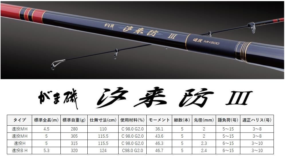 がまかつ がま磯 汐来防3 遠投B H 5.3m / 磯竿 gamakatsu (SP) 【本店
